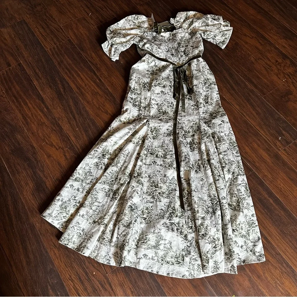 ANTONIO MELANI White and Green High Low Sundress - Picture 3 of 8